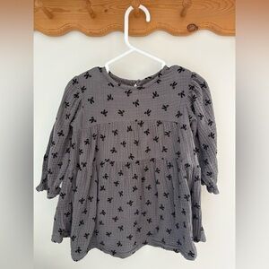 Zara Charcoal Dress with Black Bow Design